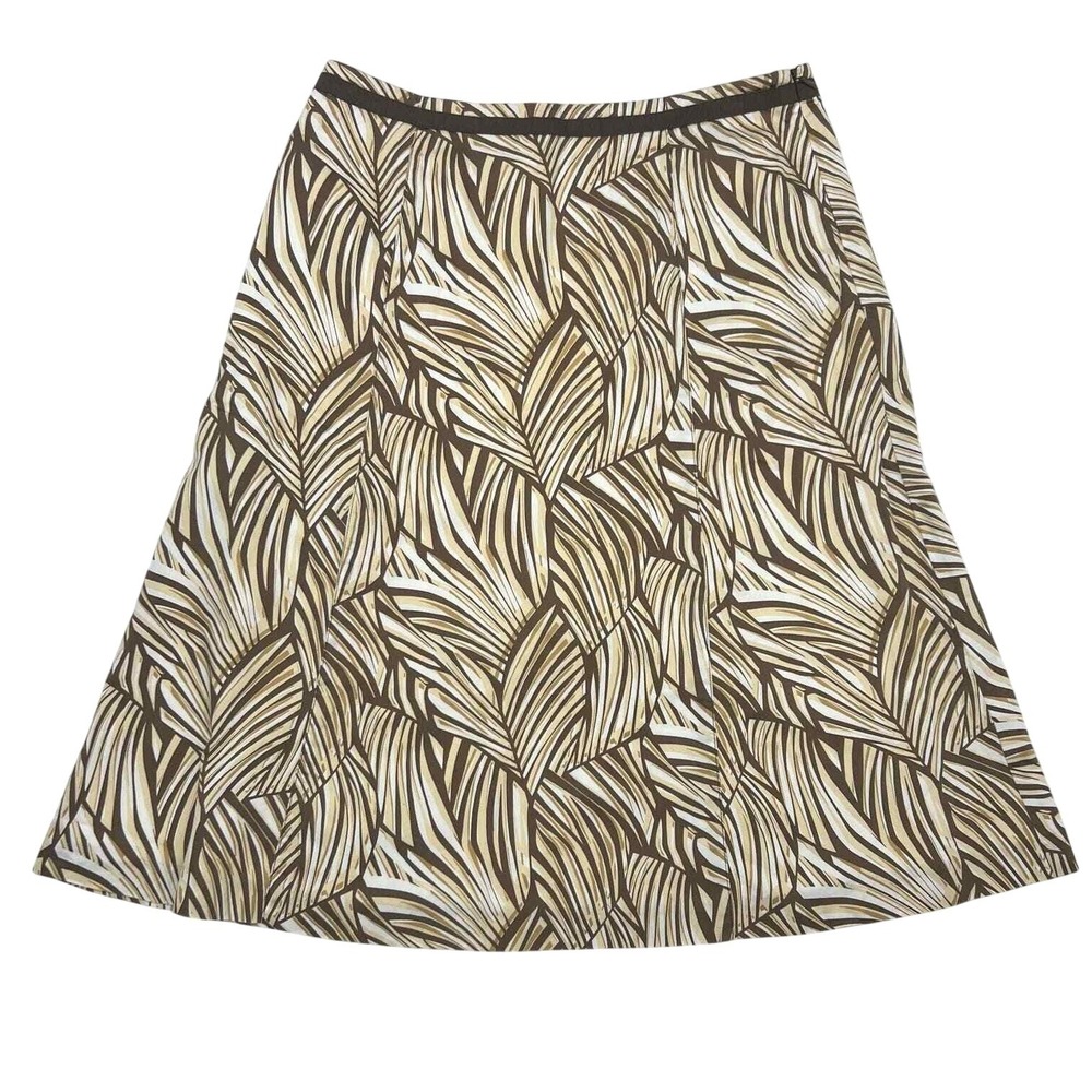 Vintage Talbots A-Line Skirt 4 Palm Leaf Print Cotton Lined Tropical Safari